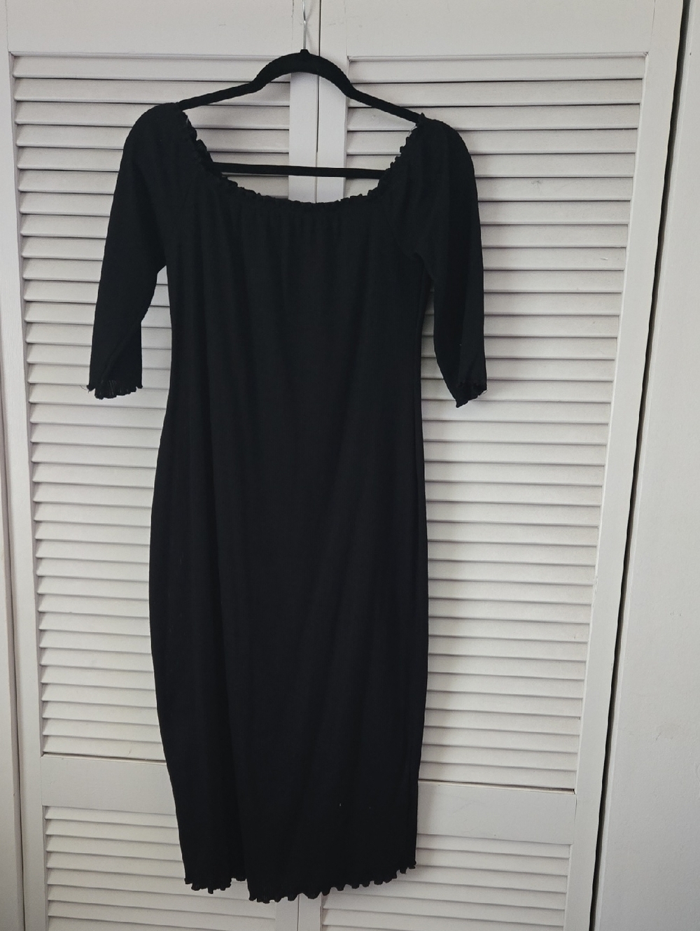 Fashion Nova Black Off-Shoulder Midi Dress